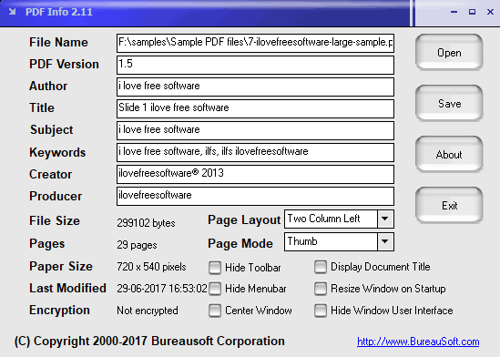PDF Info- interface