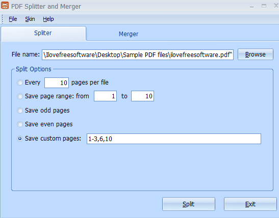 PDF Splitter and Merger- interface