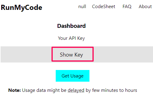 RunMyCode show key
