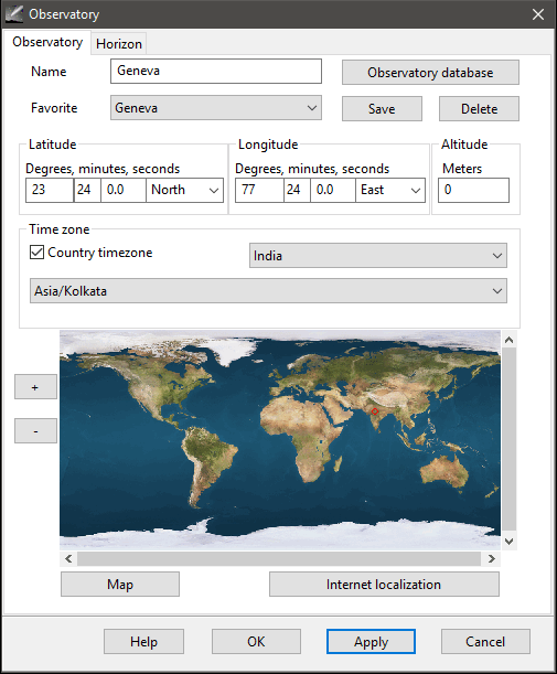 Sky Chart Maker Software parameters