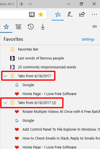 add all tabs to favorites at once in microsoft edge