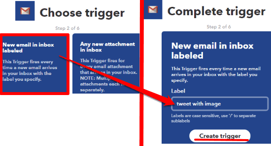 choose gmail trigger and specify gmail label