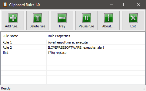 clipboard rules software interface