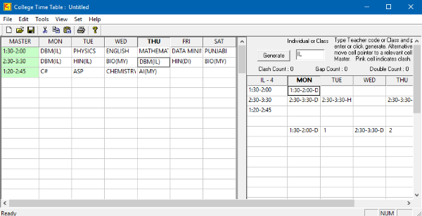 college time table