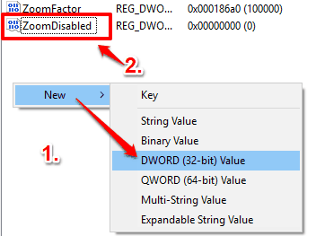 create zoomdisabled dword