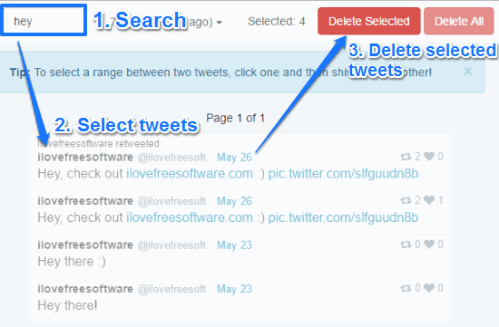 how to bulk delete tweets of specific words