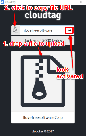 drop a file to upload and copy file url for sharing