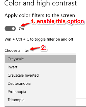 enable apply color filters option and select a filter
