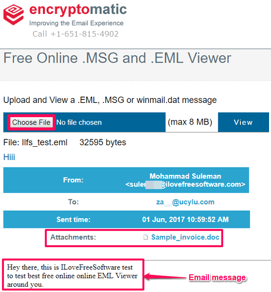 encryptomatic online eml viewer
