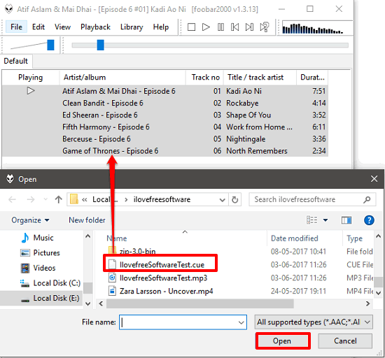 foobar2000 cue sheets