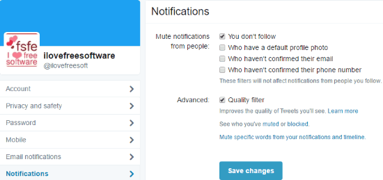 how to mute notifications from people you don't follow