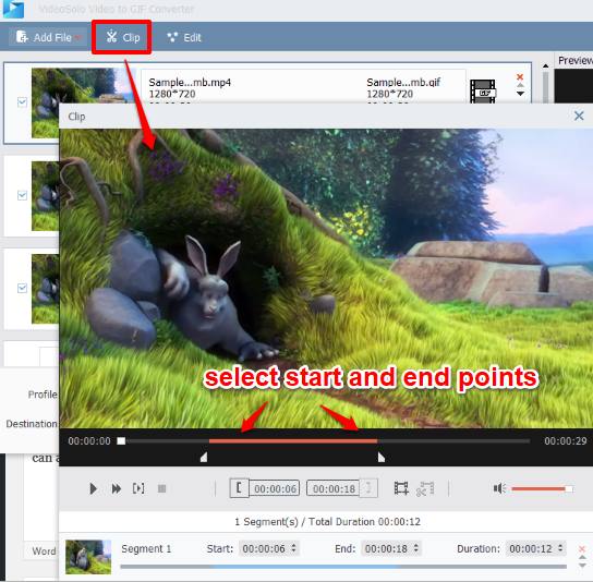select start and end points of a video