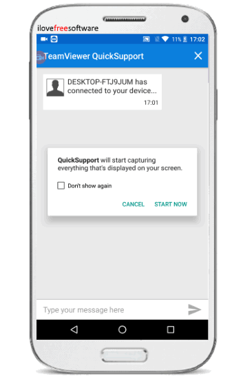 start capturing screen via teamviewer quicksupport