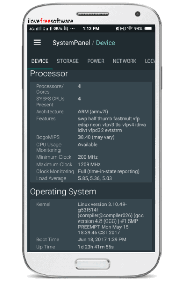 systempanel- device info