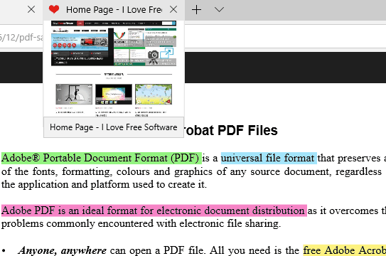 text highlighted in pdf file