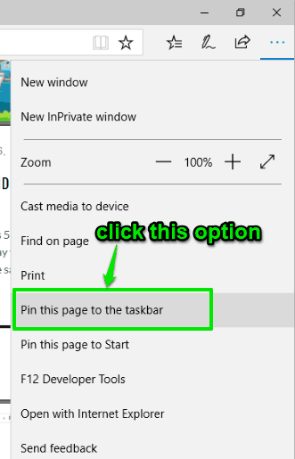 use pin this page to the taskbar option