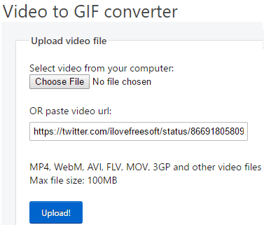 online Twitter GIF downloader- EZGif