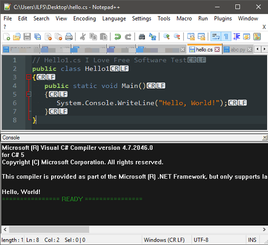 Compile and Run Code in Notepad++