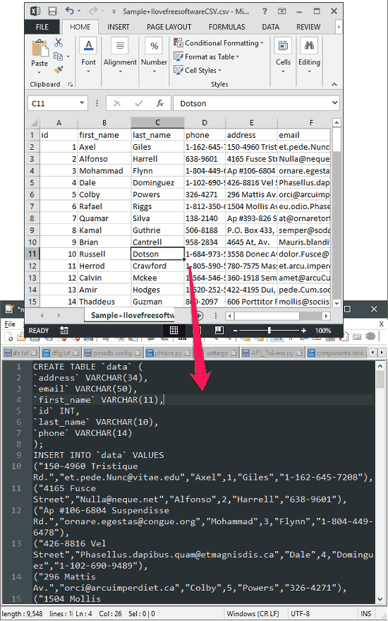 Convert JSON, CSV to SQL