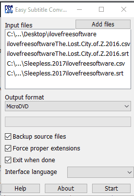 Easy Subtitle Converter- interface