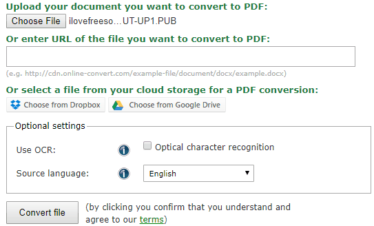 OnlineConvert.com pub to pdf converter