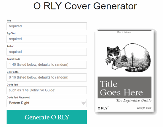 O RLY Book Cover Meme Generator