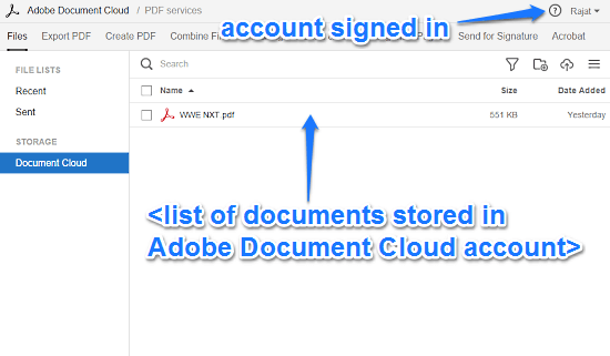 adobe document cloud signed in