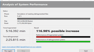 check pc performance before and after defragmenting the files