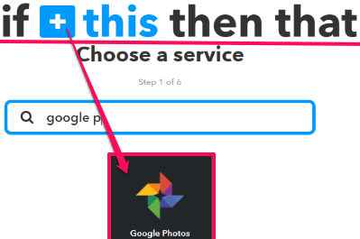 choose google photos as trigger service