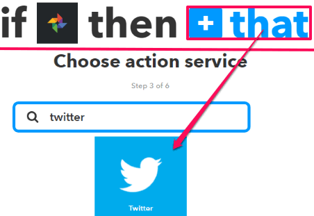 choose twitter as the action service