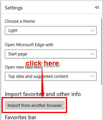 click import from another browser button