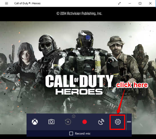 click settings icon