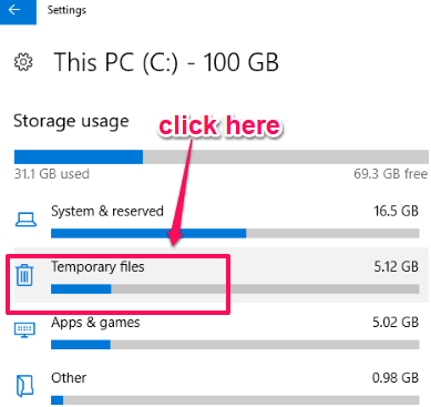 click temporary files