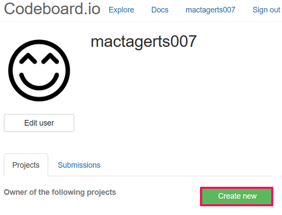 codeboard create project