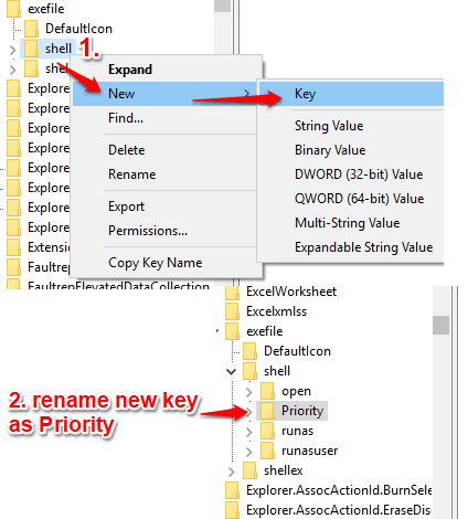 create priority name key