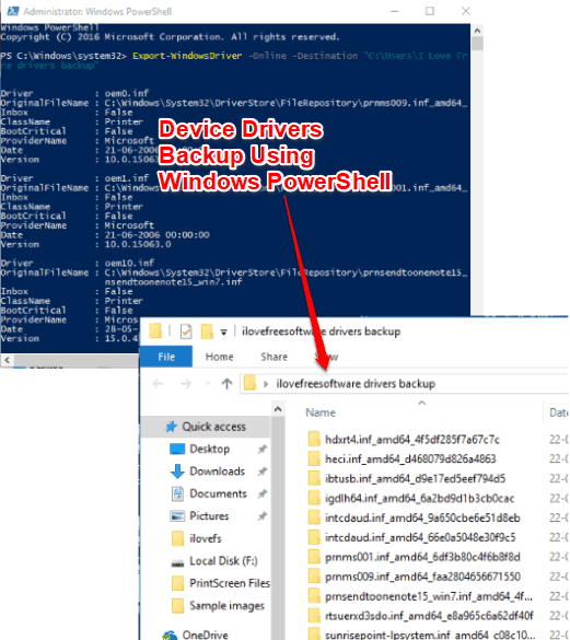 device drivers backup using Windows PowerShell