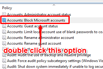 double click block microsoft accounts option