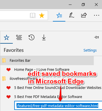edit saved bookmarks in microsoft edge