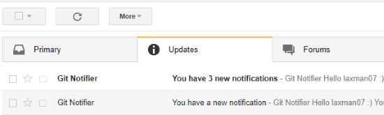 email notifications received