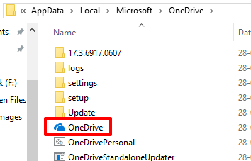 execute OneDrive application file