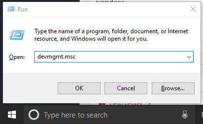 open device manager using run command