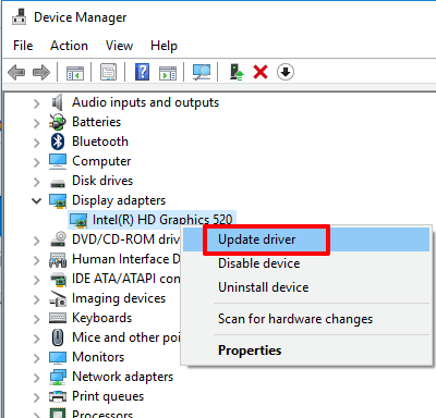right click on a driver and select update driver option