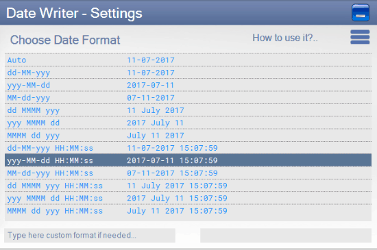 select a date format