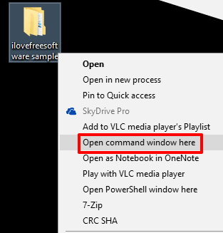 use Open command window here