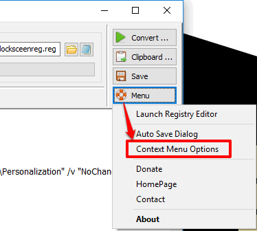 use context menu options