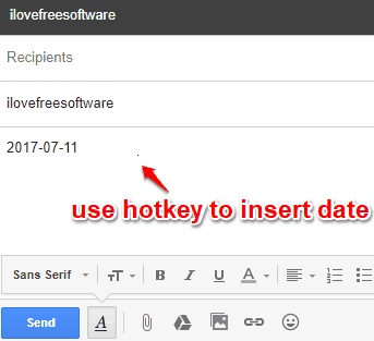 use default hotkey to insert date