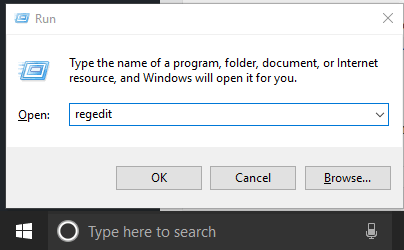 use run command box to open registry