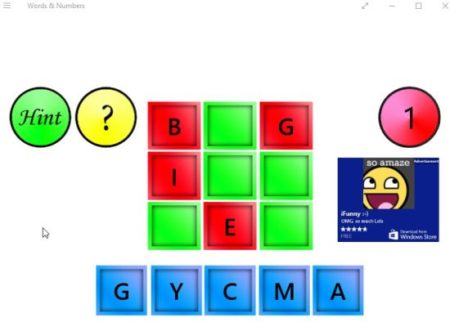 words and numbers game board