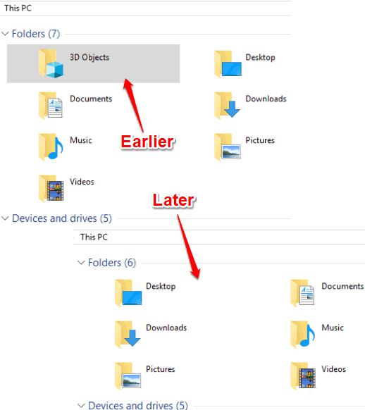 3D Objects folder removed from this pc in windows 10