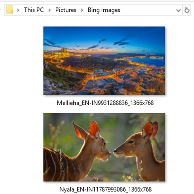 Bing images saved to my Windows 10 pc